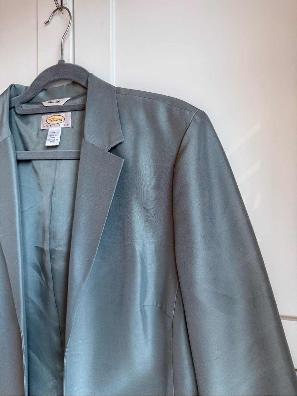 Talbots Petites 100% Pure Silk Longline Open Front Duster Blazer | 12P - Picture 4 of 11